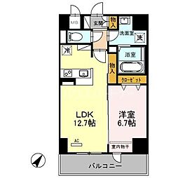 シェルト新都心 6階1LDKの間取り