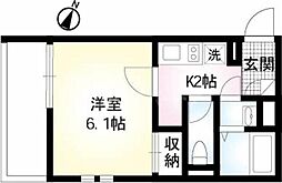 コンフォート桜木 1階1Kの間取り