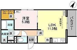 ノーブルラフィネ愛宕 2階1LDKの間取り