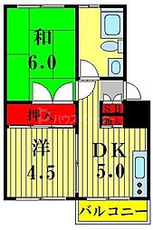 吉野原丸徳マンション 4階2DKの間取り