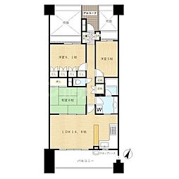 リーデンススクエアさいたま新都心 9階3LDKの間取り