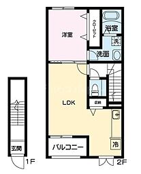 レジェンドXIII 2階1LDKの間取り