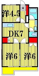東武野田線 大宮公園駅 徒歩4分の賃貸マンション 3階3DKの間取り