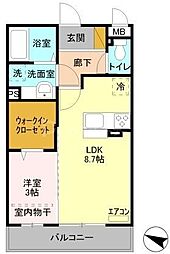 フォルビートヒルズ 1LDKの間取図画像