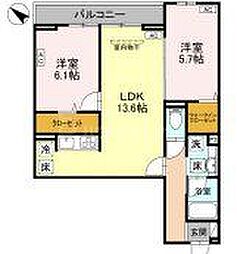 さいたま市見沼区東大宮7丁目アパート 2LDKの間取図画像
