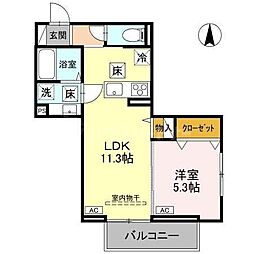 ノーブルラフィネ土呂町 1LDKの間取図画像