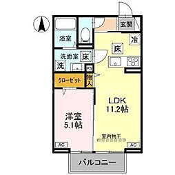 ノーブルラフィネ土呂町 1LDKの間取図画像