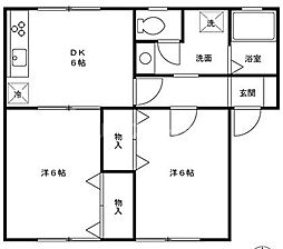 コーポラス・M 2DKの間取図画像