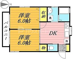 ハイツとき帆 2DKの間取図画像