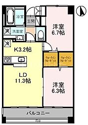 グランシャリオ 2LDKの間取図画像