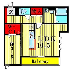 クレール3 1LDKの間取図画像