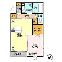 ベルクレスト 1LDKの間取図画像