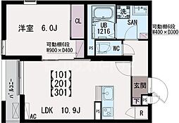 IXO・北大宮 1LDKの間取図画像
