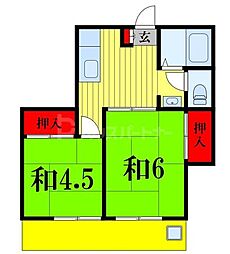 パルハウス東新井 2Kの間取図画像