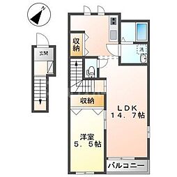 プランドール 1LDKの間取図画像