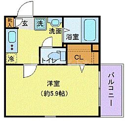 プリムス大宮 1Kの間取図画像