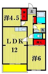 コミネマンション 2LDKの間取図画像