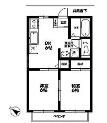 フラワーヒル東大宮C棟 2DKの間取図画像