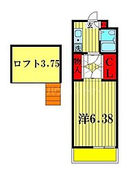 シティパレス上尾3 1Kの間取図画像