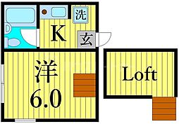 第5メゾン稲垣 1Kの間取図画像