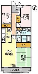 フローレスタカーサ 2SLDKの間取図画像
