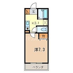 エスポア 1Kの間取図画像