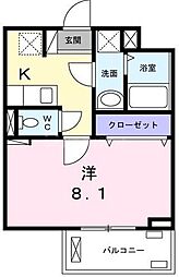 スプレッド与野 1Kの間取図画像