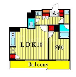 ドゥーエ大宮 1LDKの間取図画像