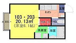 アークプレイス東大宮 1Kの間取図画像