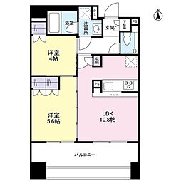 東京メトロ日比谷線 恵比寿駅 徒歩2分の賃貸マンション 6階2LDKの間取り