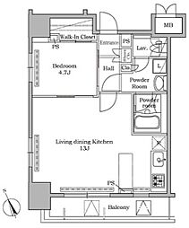 レジディア広尾2 1LDKの間取図画像