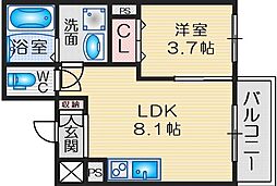 ＧＲＡＮＤＩＲ吹田 1階1LDKの間取り