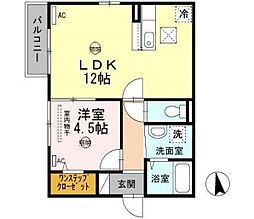 シャルマンコート豊中 1階1LDKの間取り