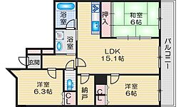 フォルム千里中央 13階3LDKの間取り