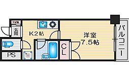 ＫＭ江坂 5階1Kの間取り