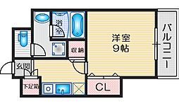 アスール江坂 1Kの間取図画像