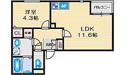 アールグレイコート庄内 1LDKの間取図画像