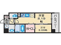 WORVE吹田江坂 1LDKの間取図画像