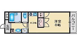 ビーバ江坂 1Kの間取図画像