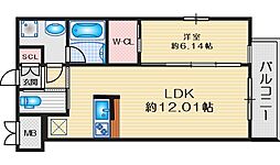 プレジオ江坂ROUGE 1LDKの間取図画像