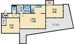ヴィラ・ウッドランド2 2LDKの間取図画像