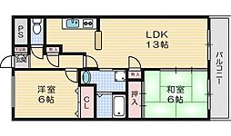 サンライズフレア 2LDKの間取図画像