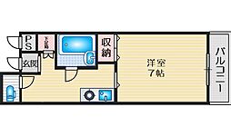 クインシー江坂 1Kの間取図画像