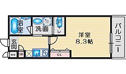 ワコーレヴィータ千里豊津 1Kの間取図画像