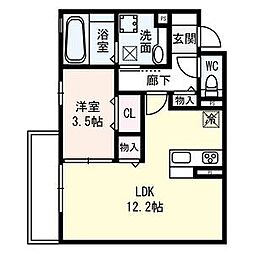 フォレストファン 1LDKの間取図画像