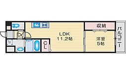 ビエラコート岸部中 1LDKの間取図画像