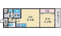 ライブガーデン江坂 1LDKの間取図画像