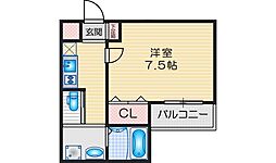ワコーレヴィータ江坂EAST 1Kの間取図画像