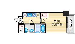 アリビオ江坂南金田 1Kの間取図画像