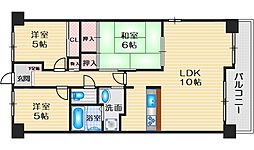 東千里OMパレス-1 3LDKの間取図画像